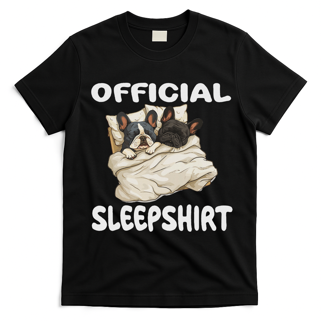 French Bulldog Sleep Pajamas Nightgown T-Shirt - Black
