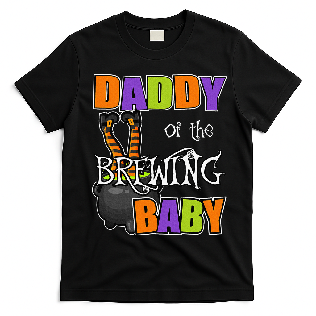 Funny Daddy Of Brewing Baby Halloween Theme Baby Shower Spooky T-Shirt - Black