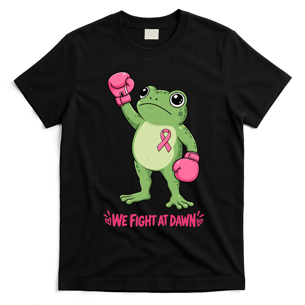 Funny Frog Chemo We Fight At Dawn Breast Cancer T-Shirt - Black