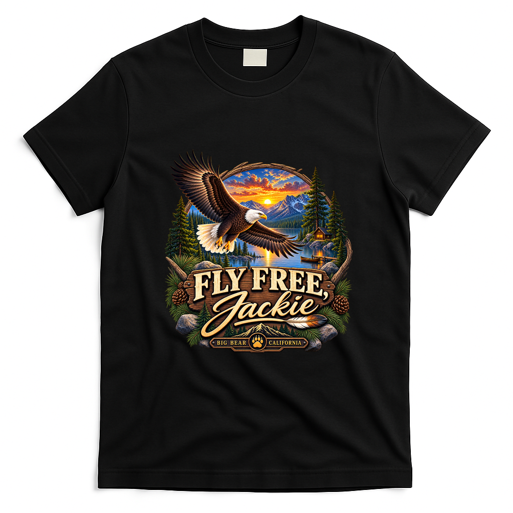 Fly Free Jackie Bald Eagle RIIP T-Shirt - Black