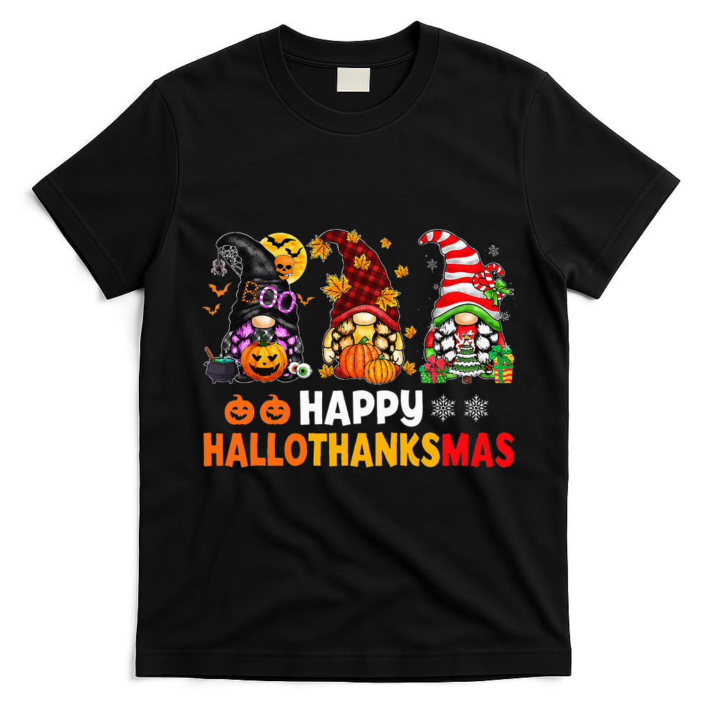 Festive Gnome Decorations for the Holiday Season T-Shirt - Black