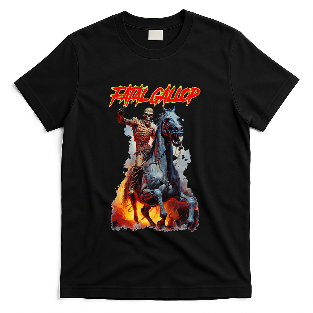 Fatal Gallop Diabolic Fear Black Horror Evil Monster Terror T-Shirt - Black