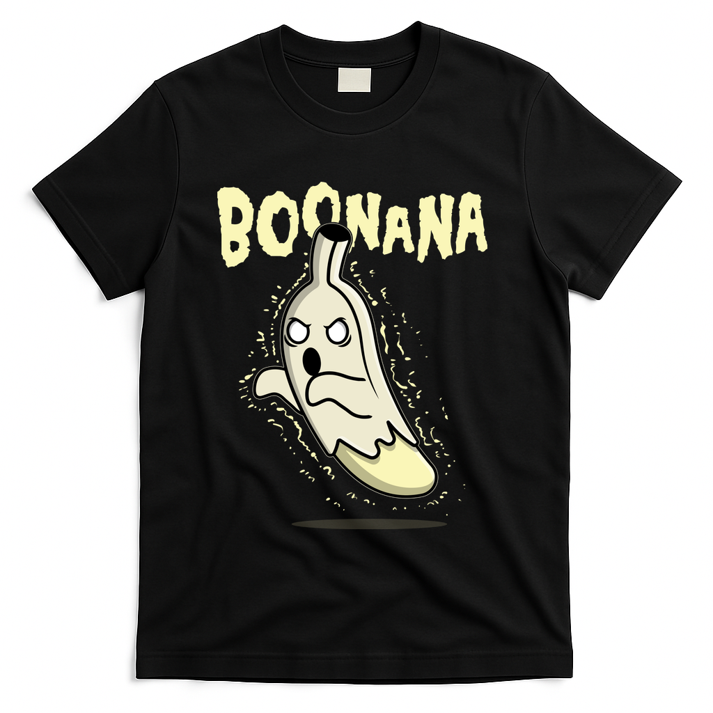 Funny Halloween Boonana Ghost Banana T-Shirt - Black