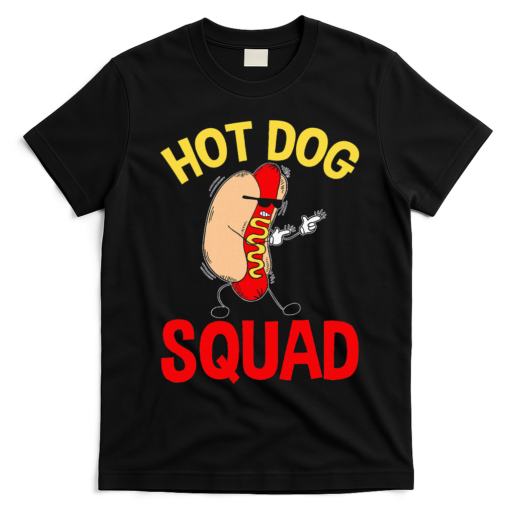 Funny Hot Dog Squad Hot Dog T-Shirt - Black