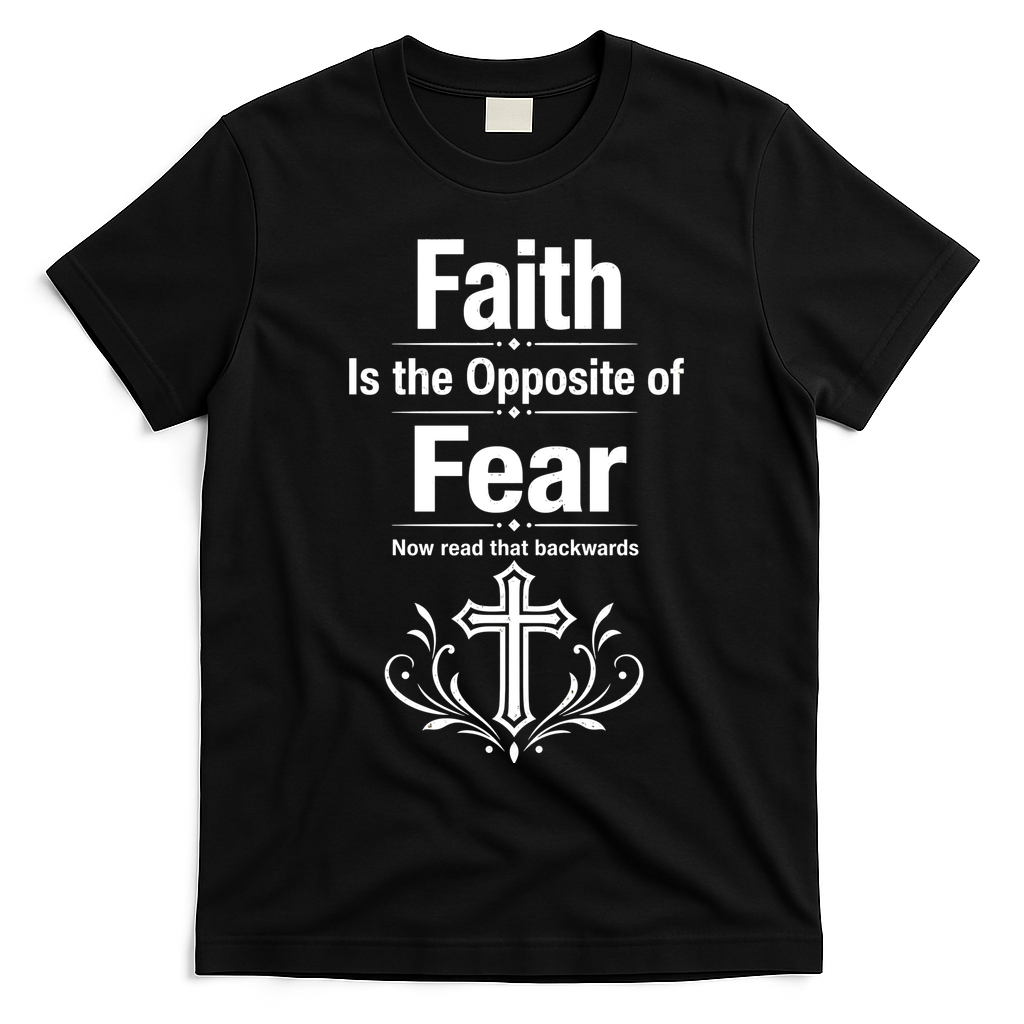 Faith Is The Opposite Of Fear Now Read That Backwards T-Shirt - Black