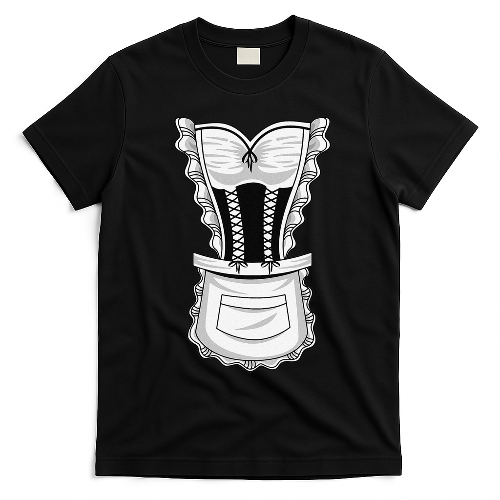 French Maid Costume Cool Halloween Housemaid Gift T-Shirt - Black