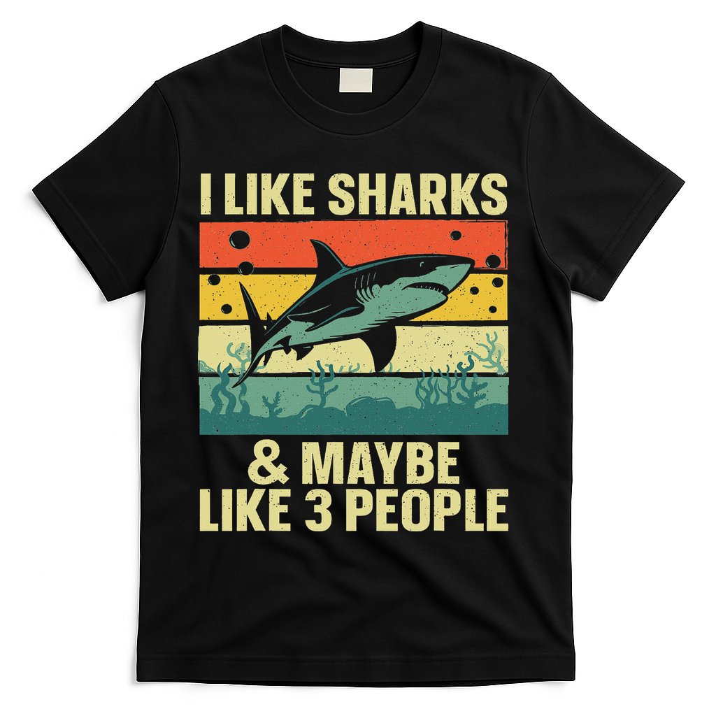 Funny Shark Design For Women Shark Lover T-Shirt - Black