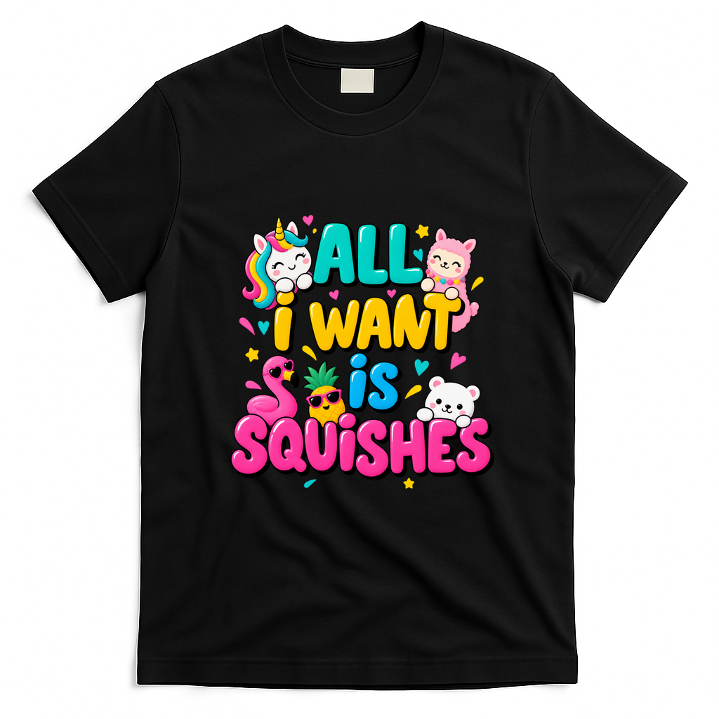 Girls Who Love A Squishy All I Want Is Squishies T-Shirt - Black