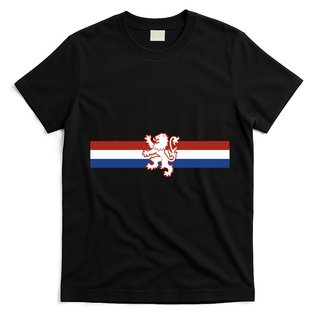 Holland Emblem Lion Nederlands Flag T-Shirt - Black