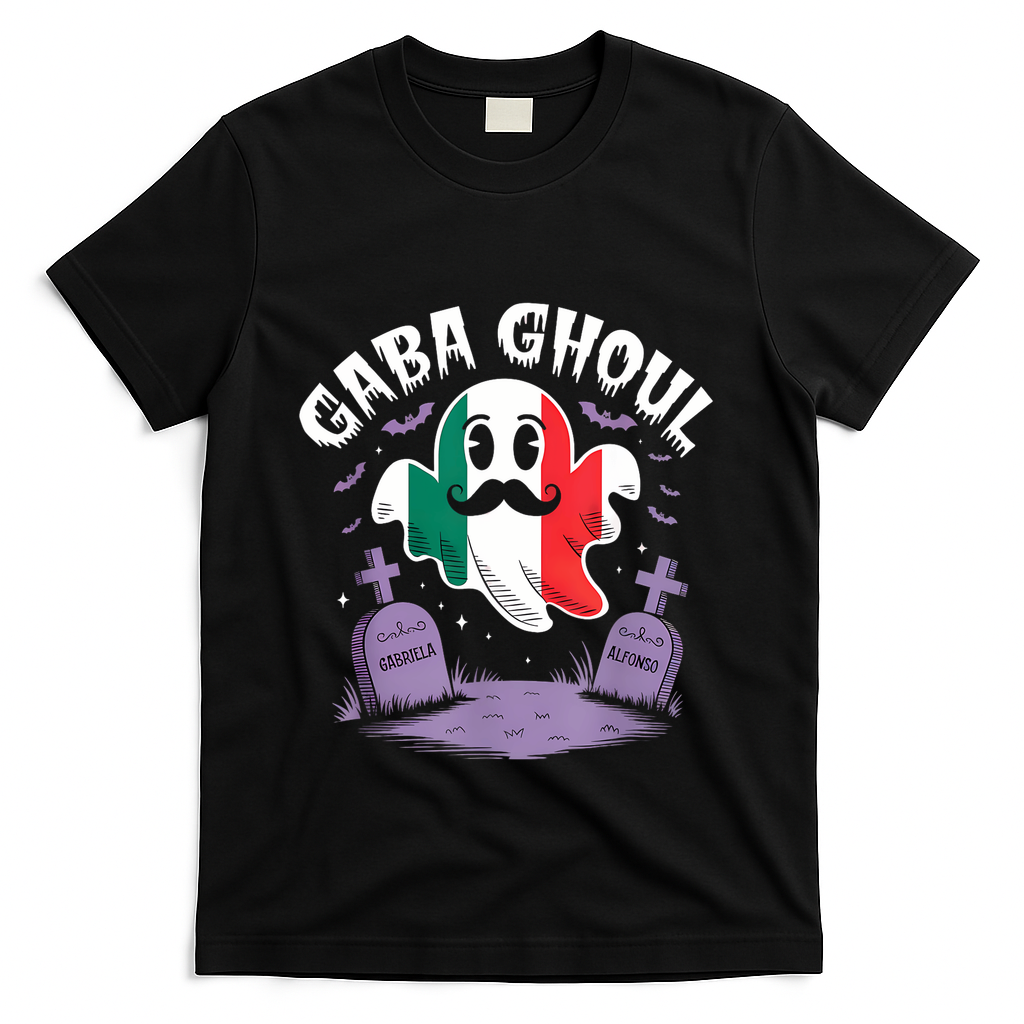 Halloween Graveyard Gaba Ghoul Ghost Funny Italian Gabagool T-Shirt - Black