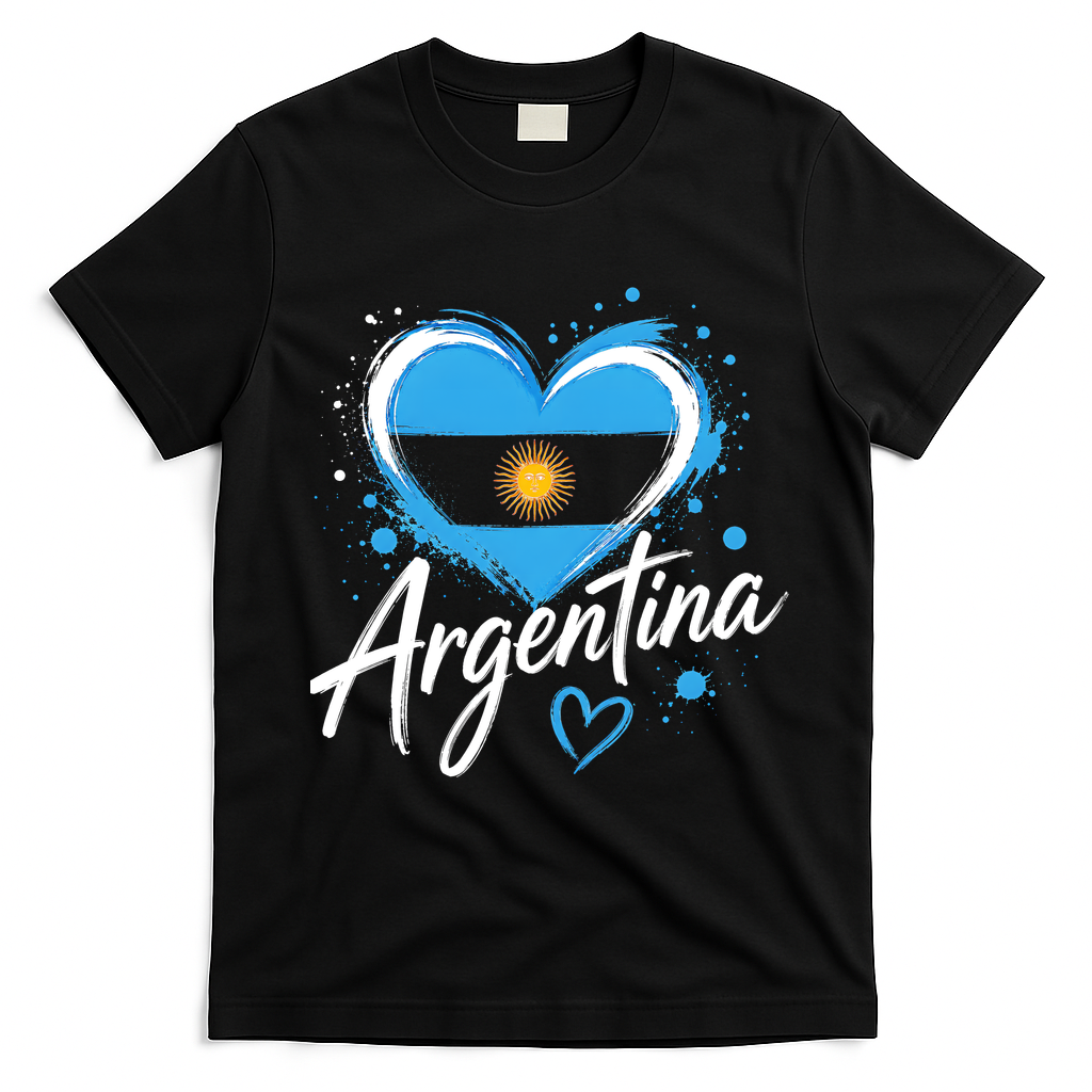 Heart of Argentina Graphic for Proud Fans T-Shirt - Black