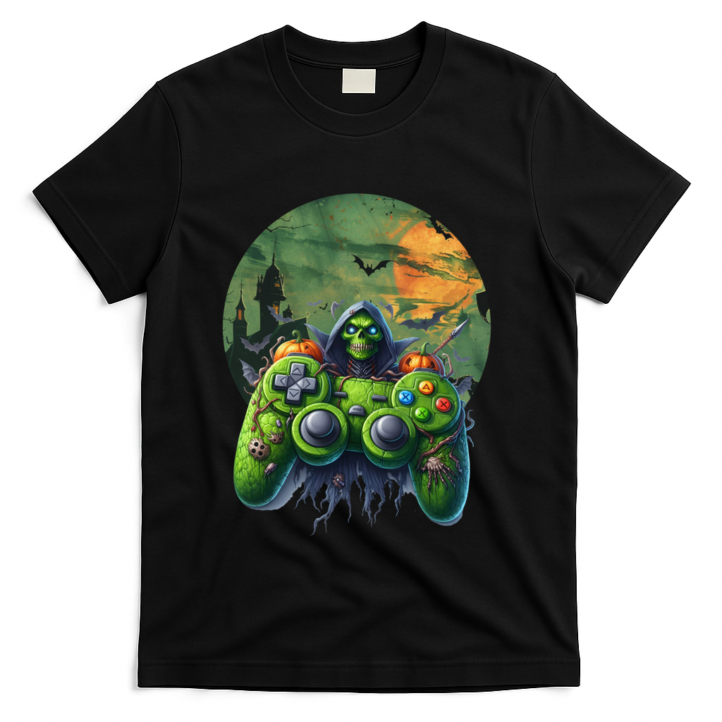 Halloween Skeleton Zombie Gaming Controller Mummy Gift T-Shirt - Black