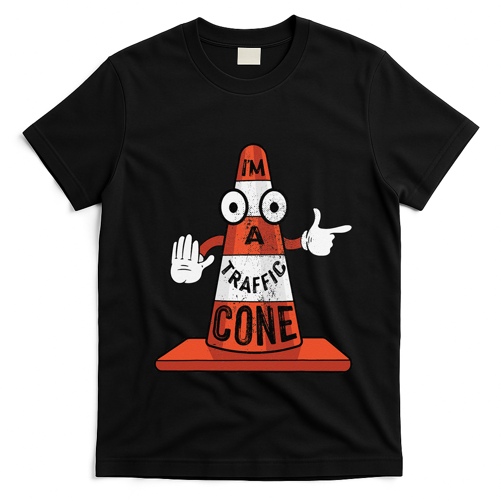 Im A Traffic Cone Halloween Last Minute Costume Funny T-Shirt - Black