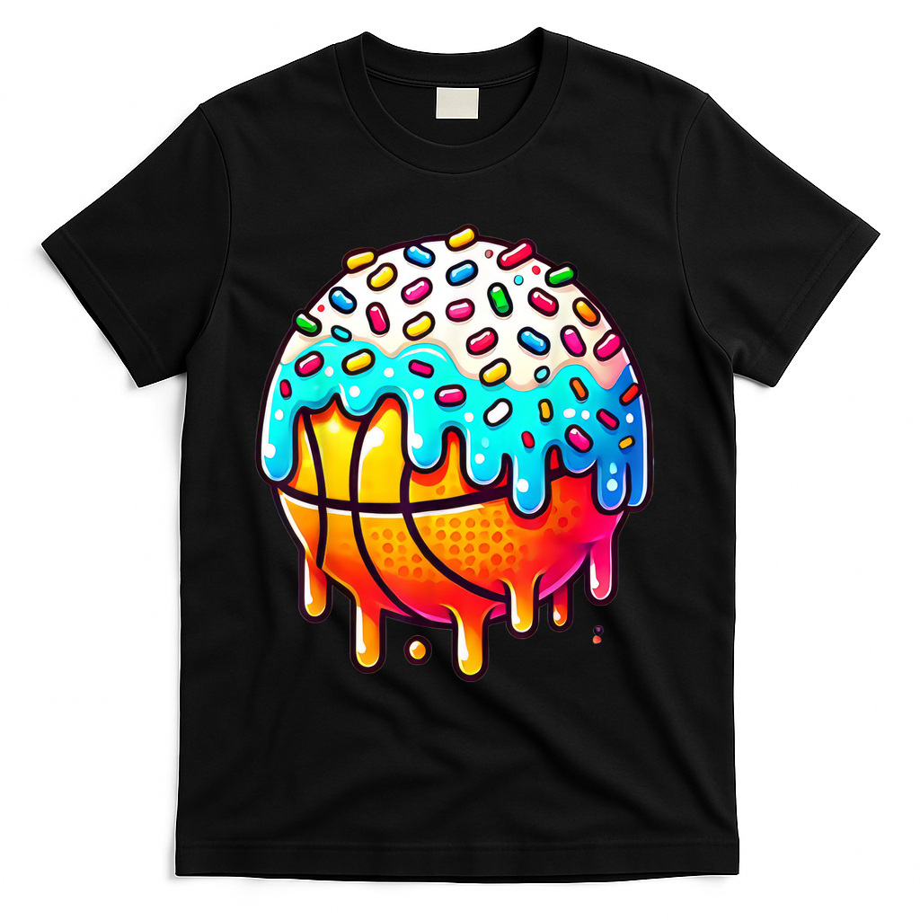 Ice Cream Basketball Drip Boy Girl Basketball Stuff T-Shirt - Black