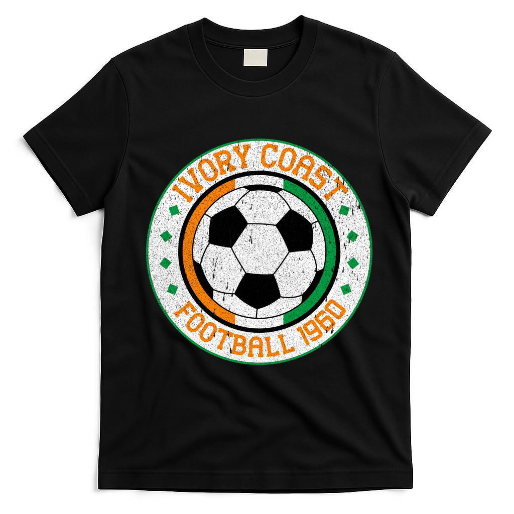 Ivory Coast Football 1960 Vintage Soccer T-Shirt - Black