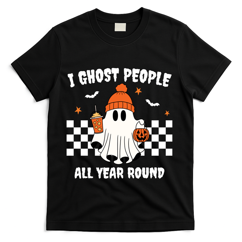 I Ghost People All Year Round Halloween Funny T-Shirt - Black