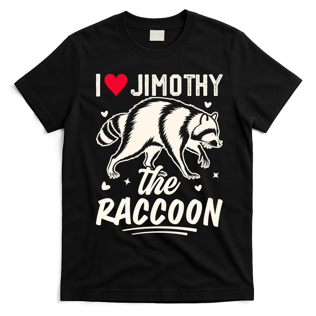 I Love Jimothy The Raccoon Funny Meme Gift T-Shirt - Black