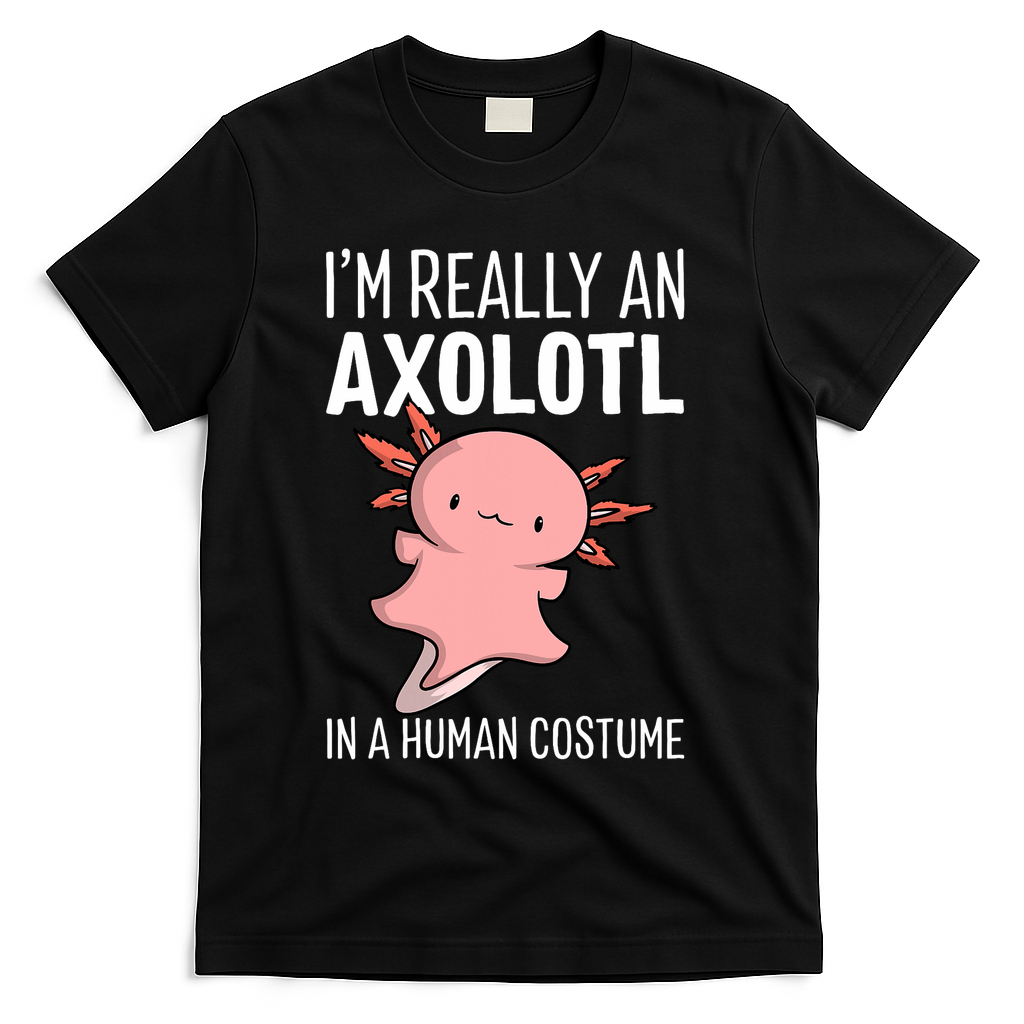 I'm Really An Axolotl In A Human Costume Halloween Funny T-Shirt - Black