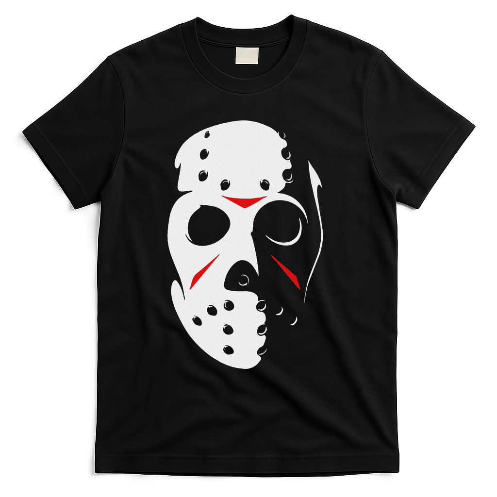 Jason Hockey Mask Halloween Friday 13th T-Shirt - Black