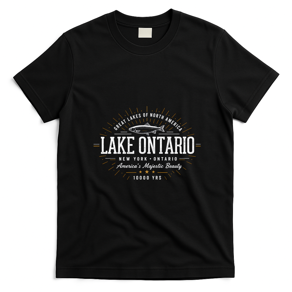 Lake Ontario America's Majestic Beauty Vintage T-Shirt - Black