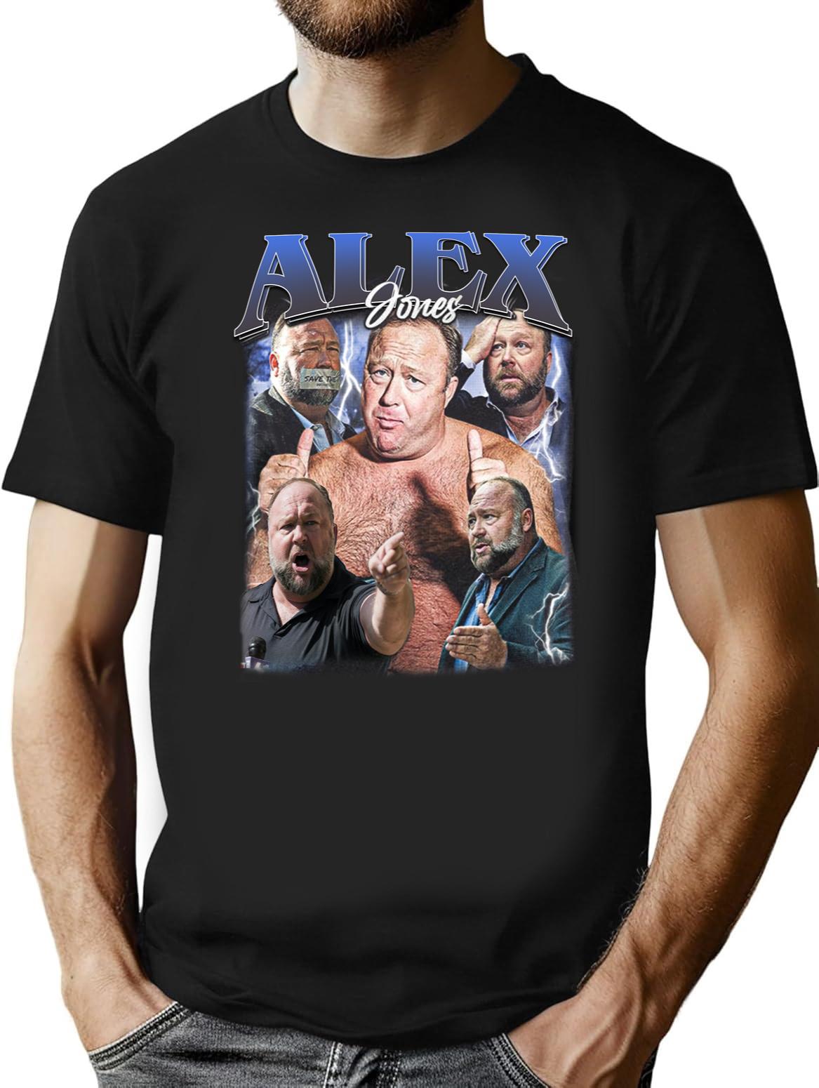Limited Alex Jones Vintage Shirt Gift for Woman anda Man Black T-Shirt - Black