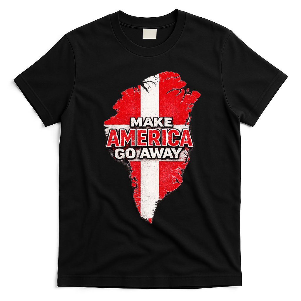 Make America Go Away Greenland Map MAGA T-Shirt - Black