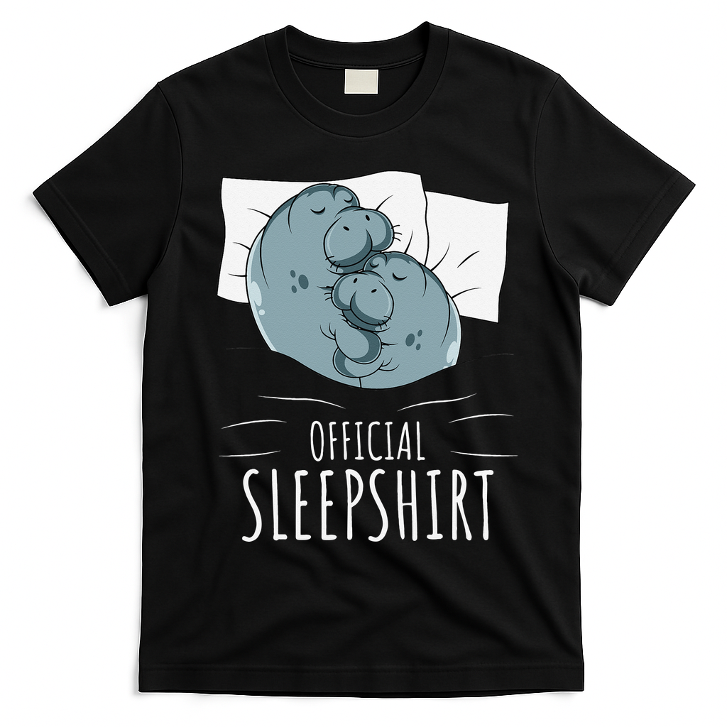 Manatee Sea Cow Sleeps Official Sleepshirt T-Shirt - Black