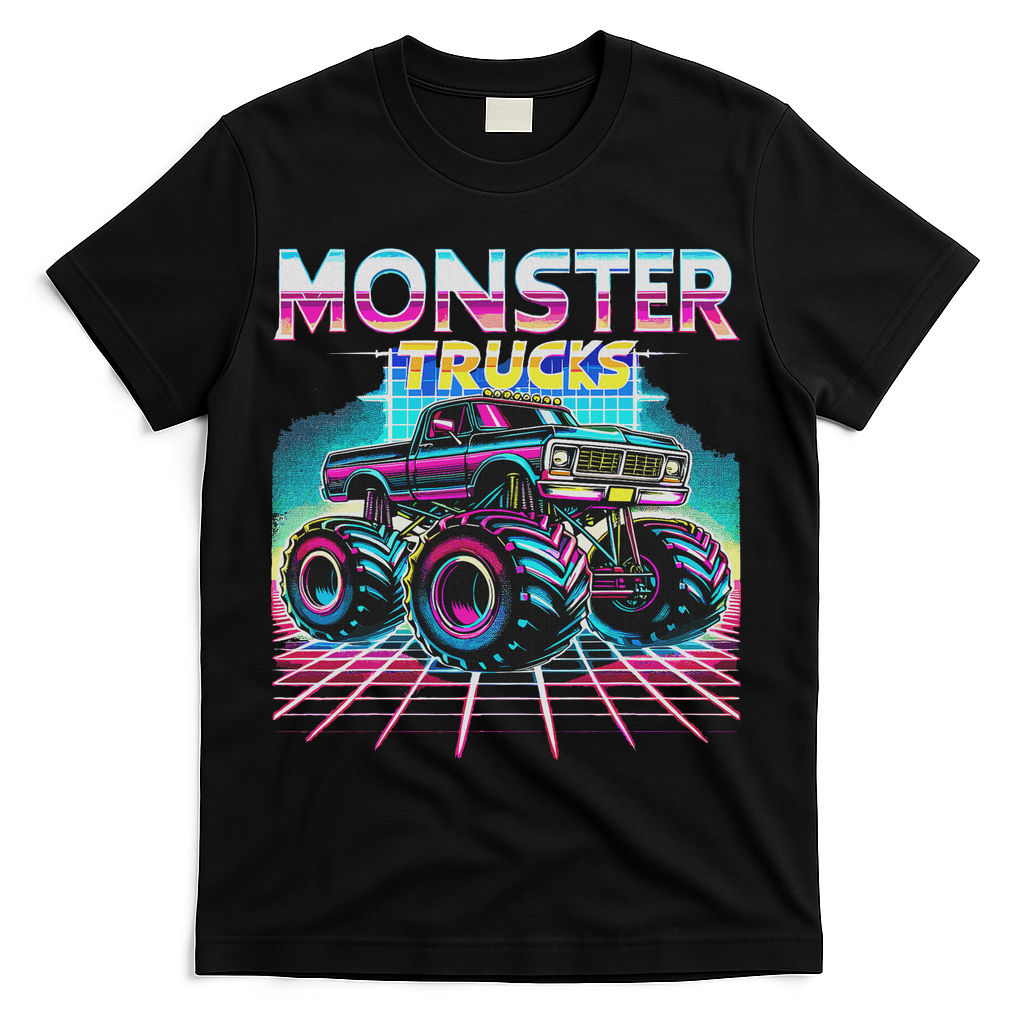 Monster Truck Retro Monster Trucks T-Shirt - Black