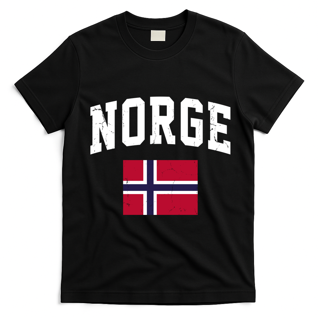 Norge Flag Norway Norwegian Souvenir Gift T-Shirt - Black
