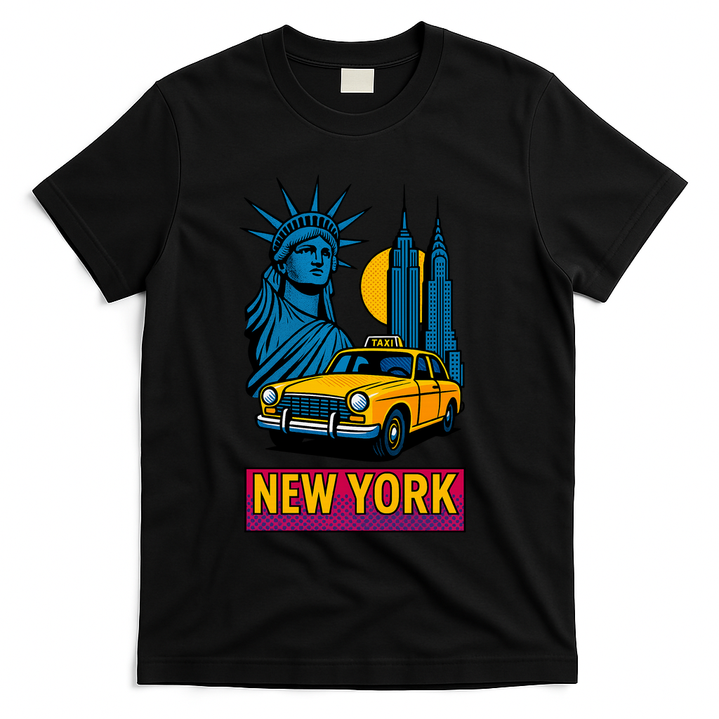 New York Retro Style T-Shirt - Black