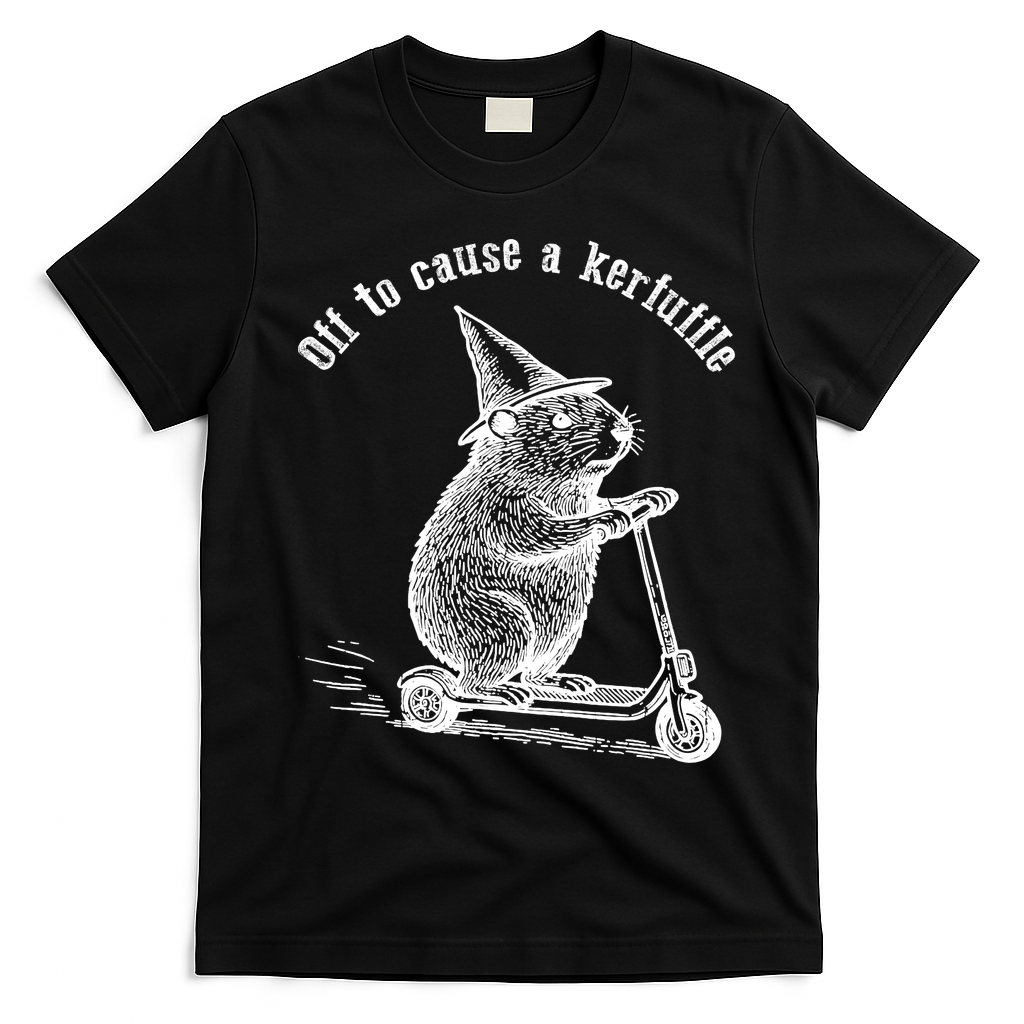 Off To Cause A Kerfuffle Capybara Scooter Chaos T-Shirt - Black