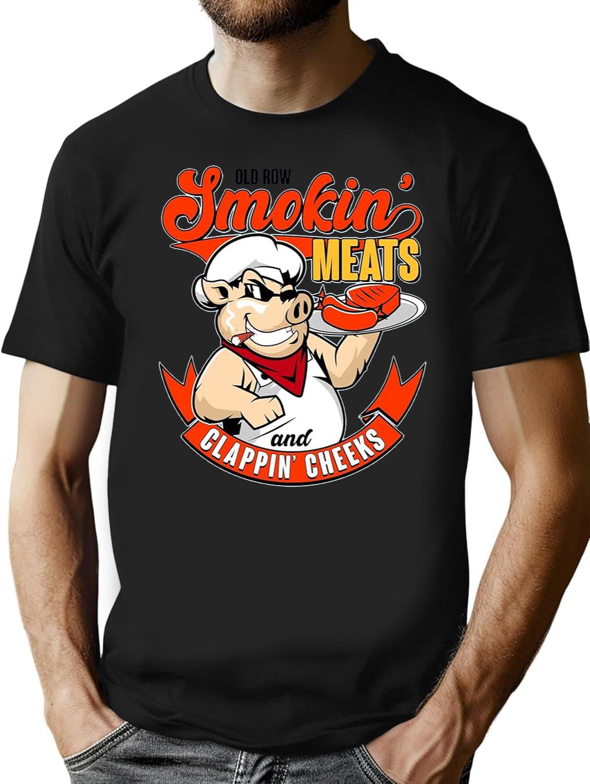 Old Row Smokin Meats and Clappin Cheeks BBQ Black T-Shirt - Black