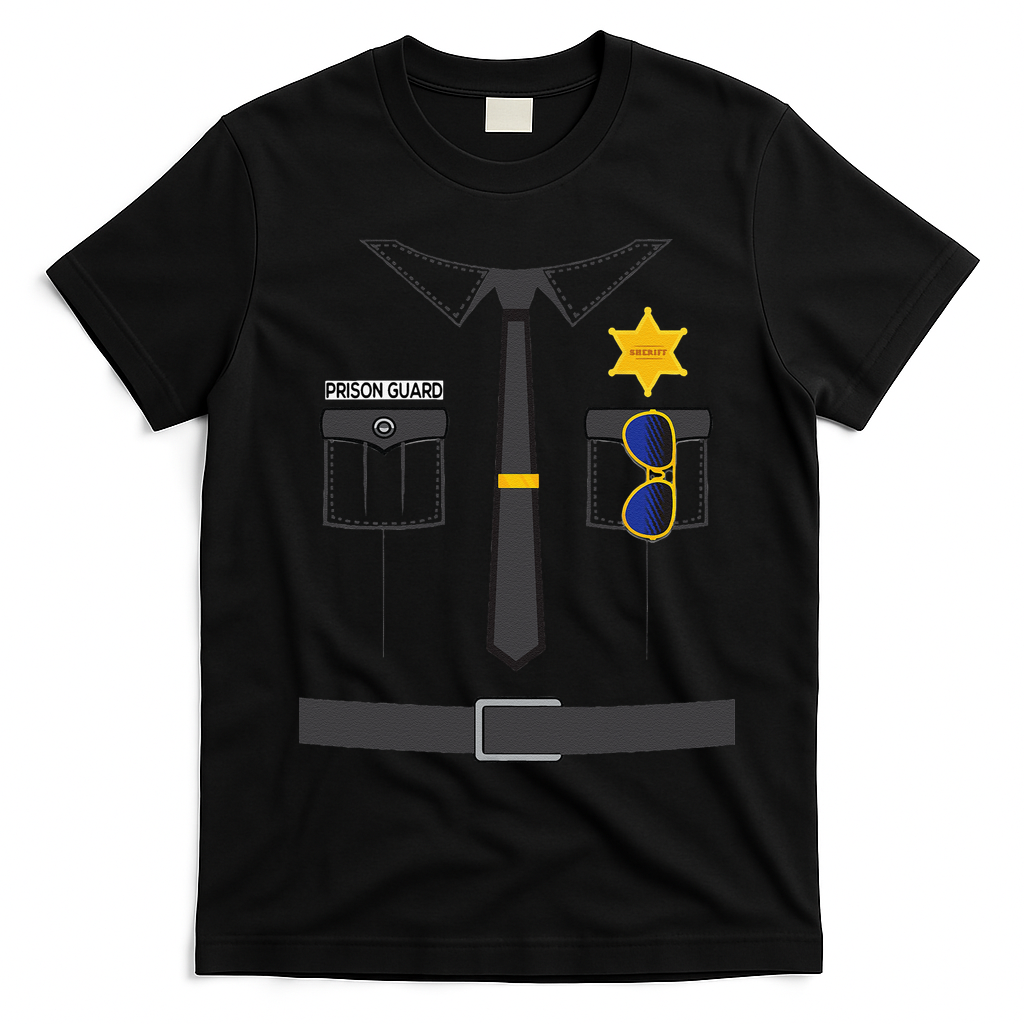 Prison Guard Correctional Officer Easy Halloween Costume Fun T-Shirt - Black