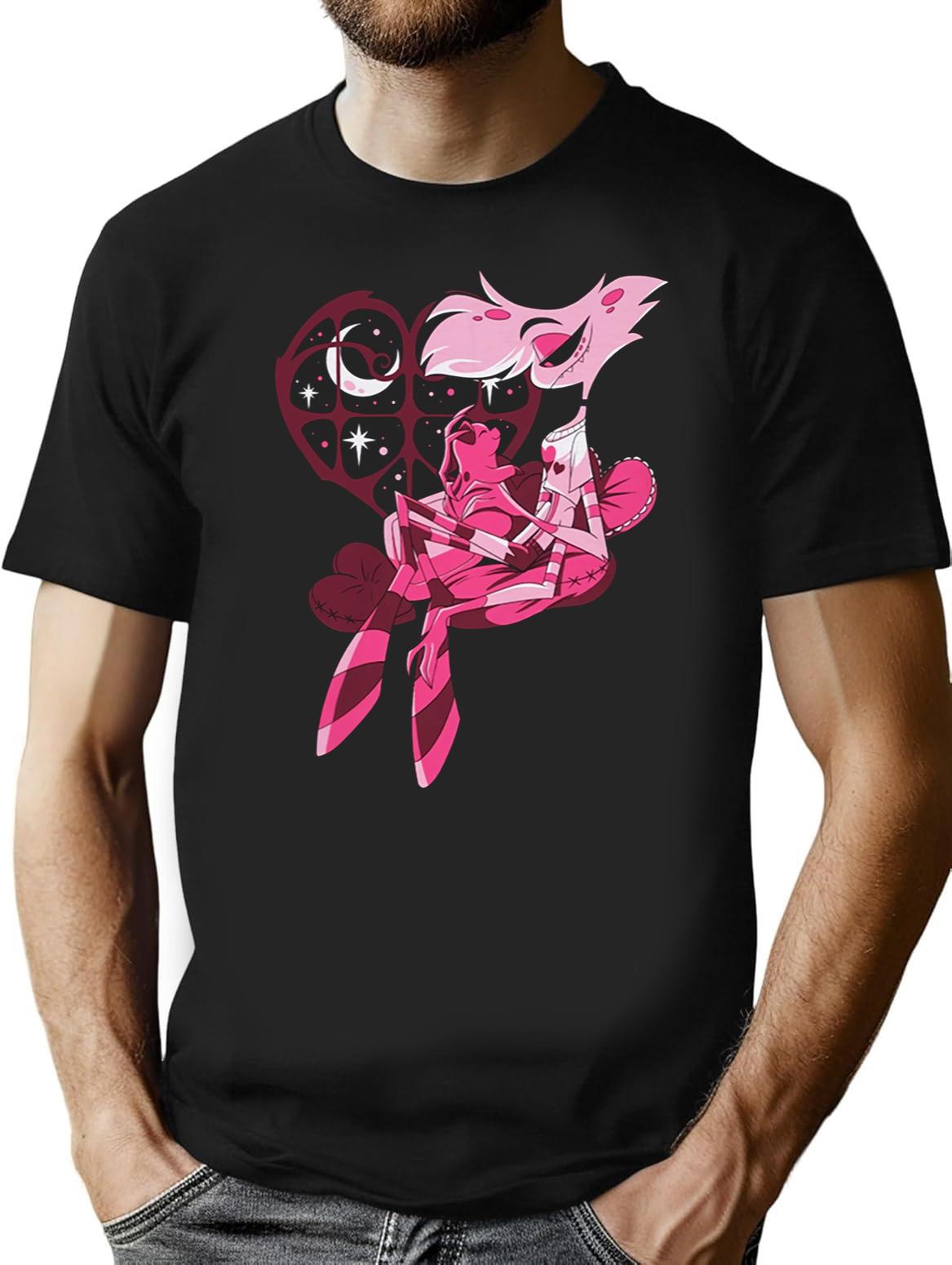 Popomu Angel Dust and Fat Nugget Valentines Night - Hazbin Hotel Essential Black T-Shirt - Black