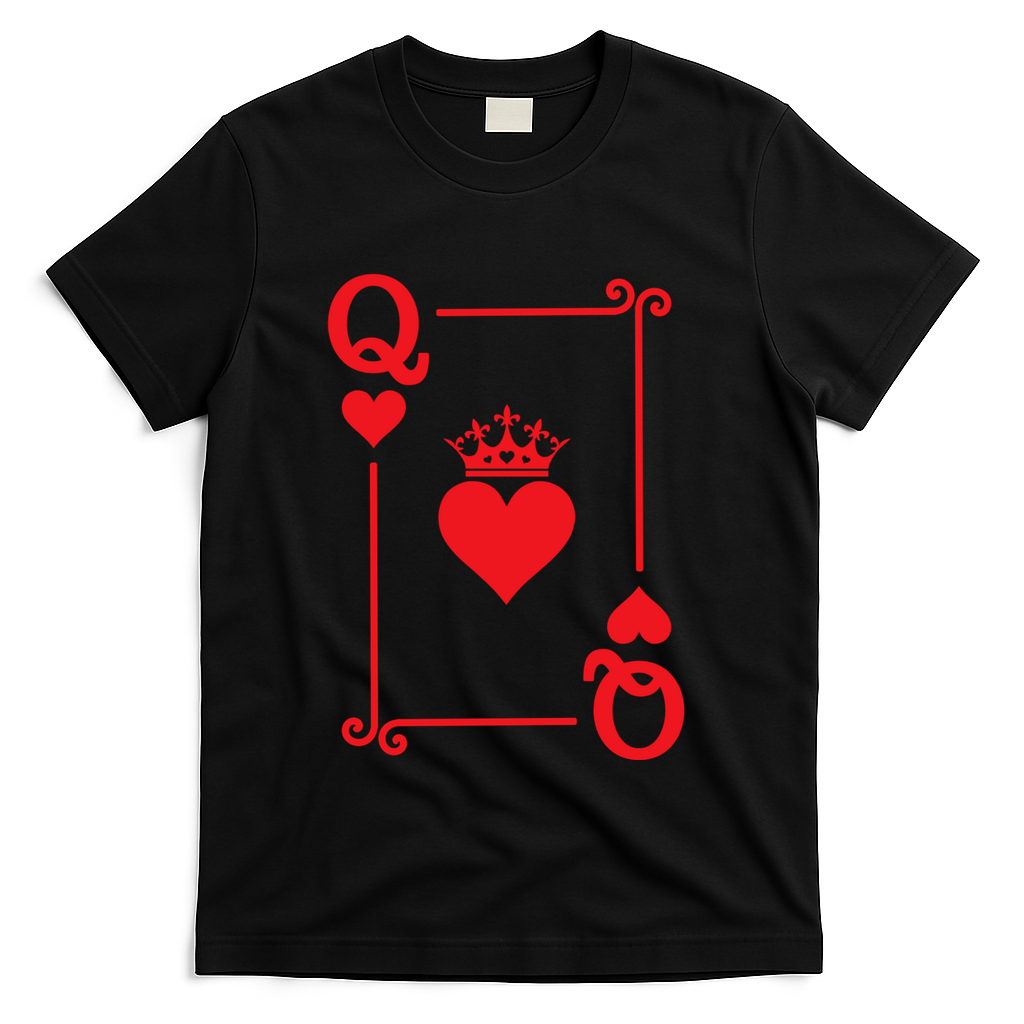 Queen Hearts Card Costume Playing Cards Queen Of Hearts T-Shirt - Black