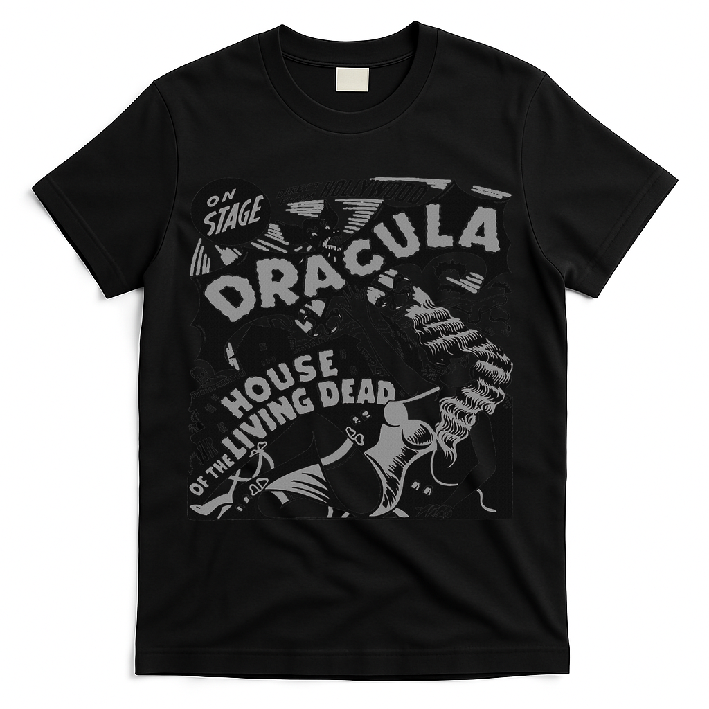 Retro Horror Movie Monster Vampire Vintage Halloween Dracula T-Shirt - Black