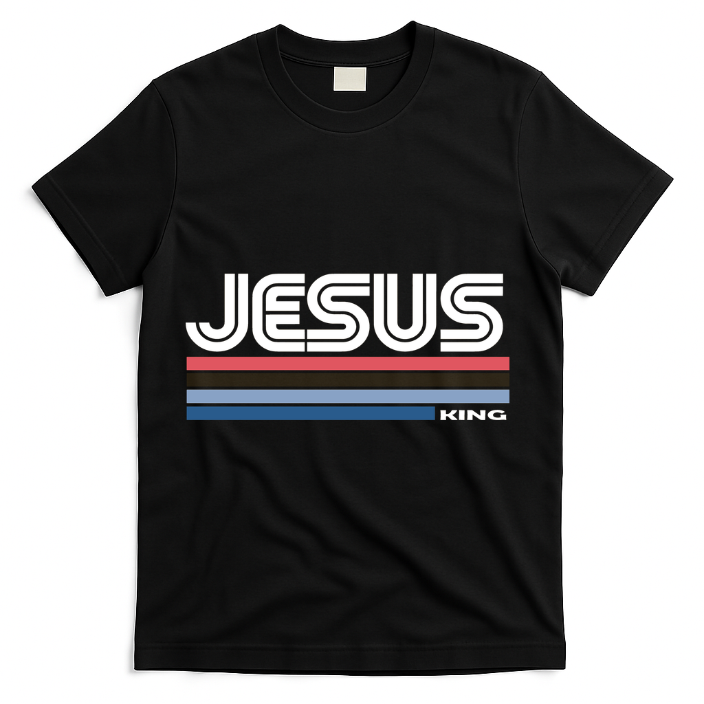 Retro Jesus King T-Shirt - Black