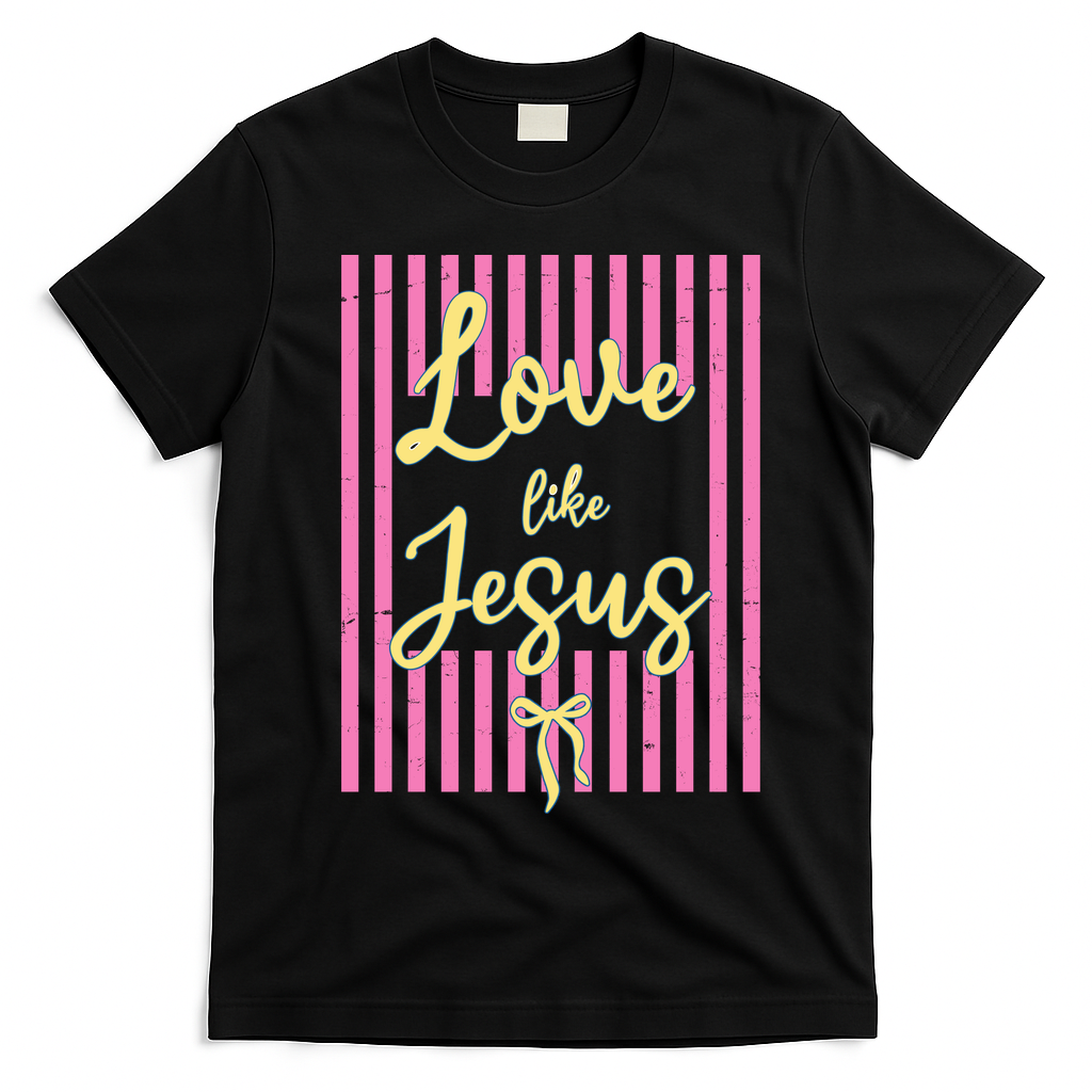 Retro Love Like Jesus Striped T-Shirt - Black