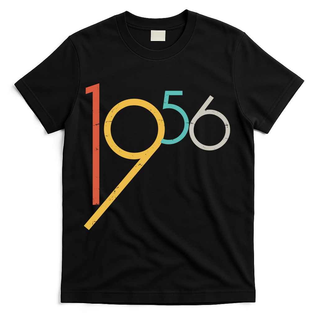Retro Vintage Style 1956 70th Birthday T-Shirt - Black