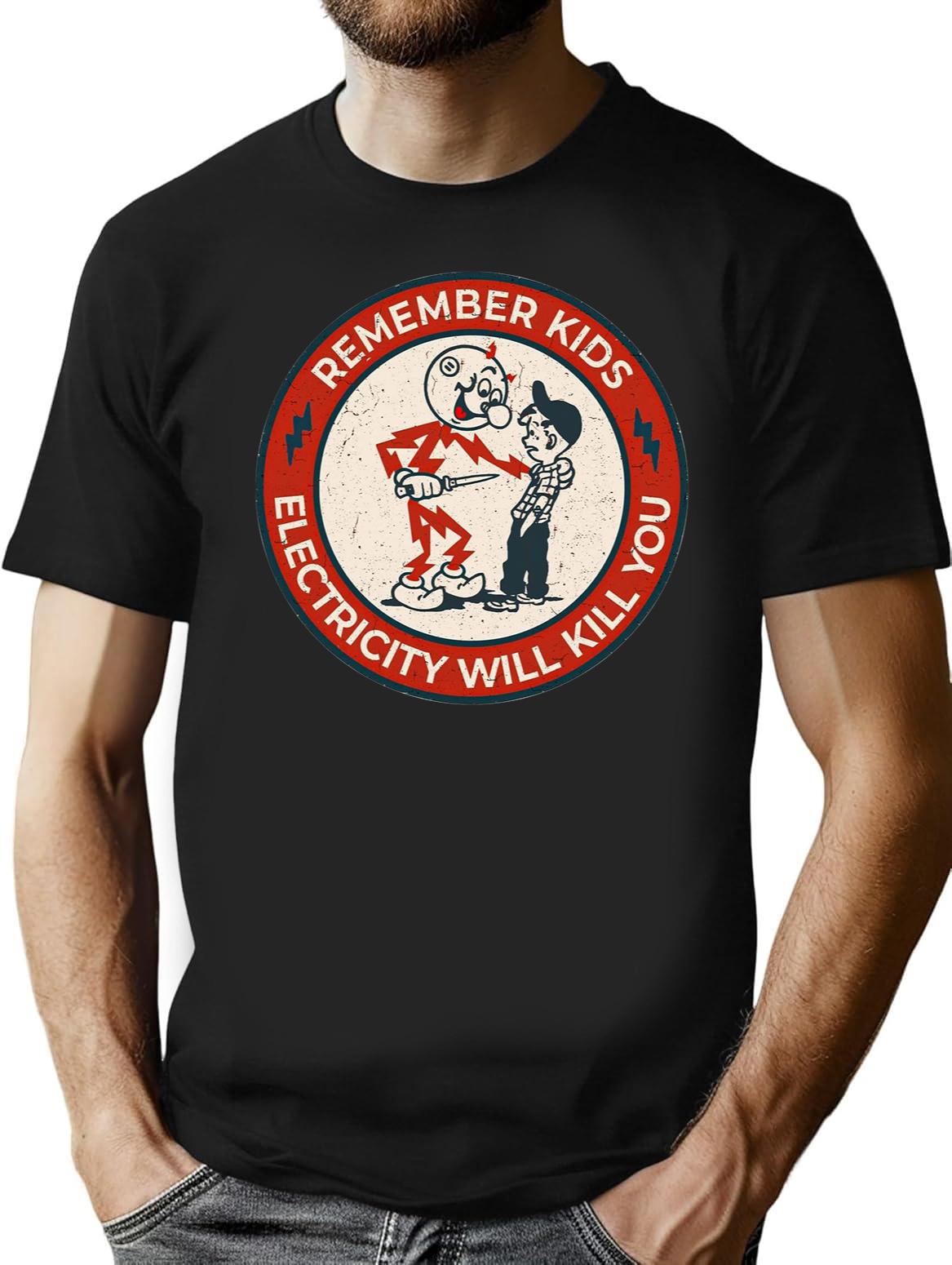 Reddy Kilowatt Electricity Will Kill You Vintage Black T-Shirt - Black