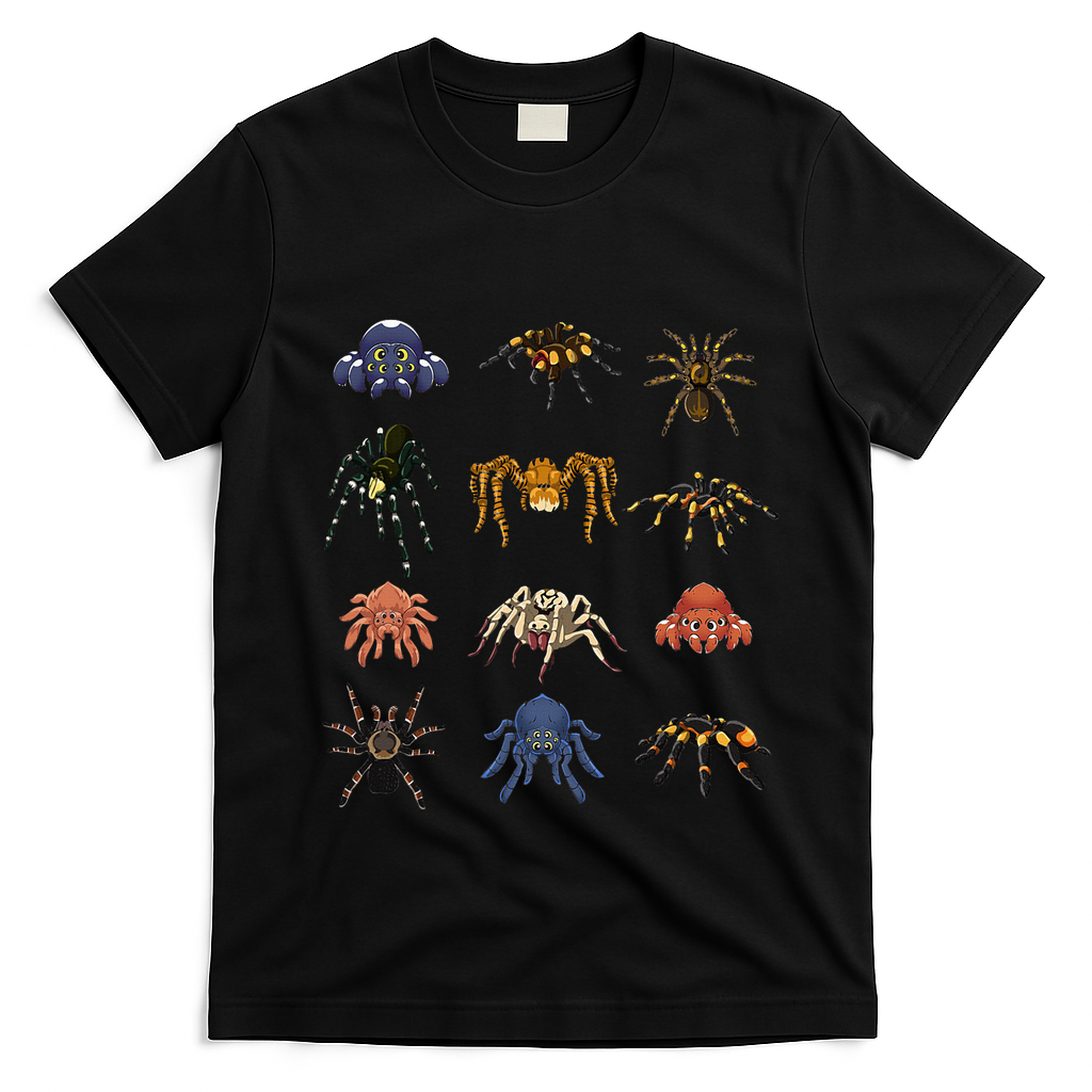 Spider Animal Gifts Black Short Sleeve Tarantula Arthropod Spider For Arachnid T-Shirt - Black