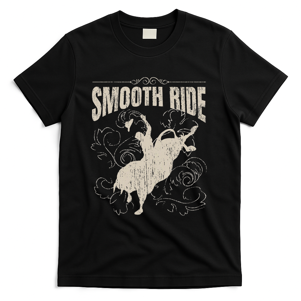 Smooth Ride Funny Rodeo Cool Bull Rider Cowboy Gift T-Shirt - Black