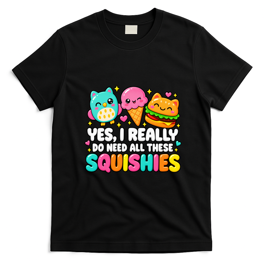 Squishy Squishies Squish Squad Cute Funny T-Shirt - Black