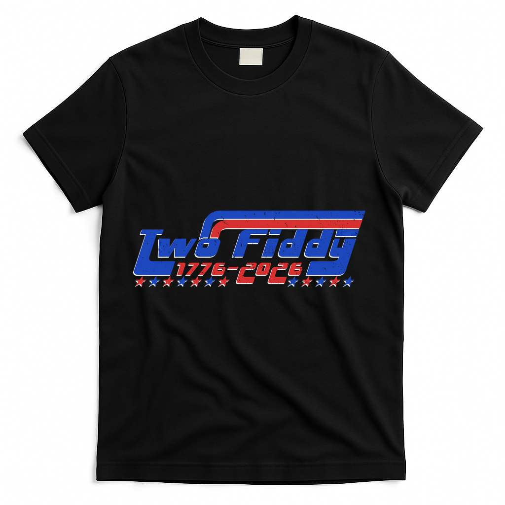 Two Fiddy 1776-2026 Vintage Americana Graphic Apparel T-Shirt - Black
