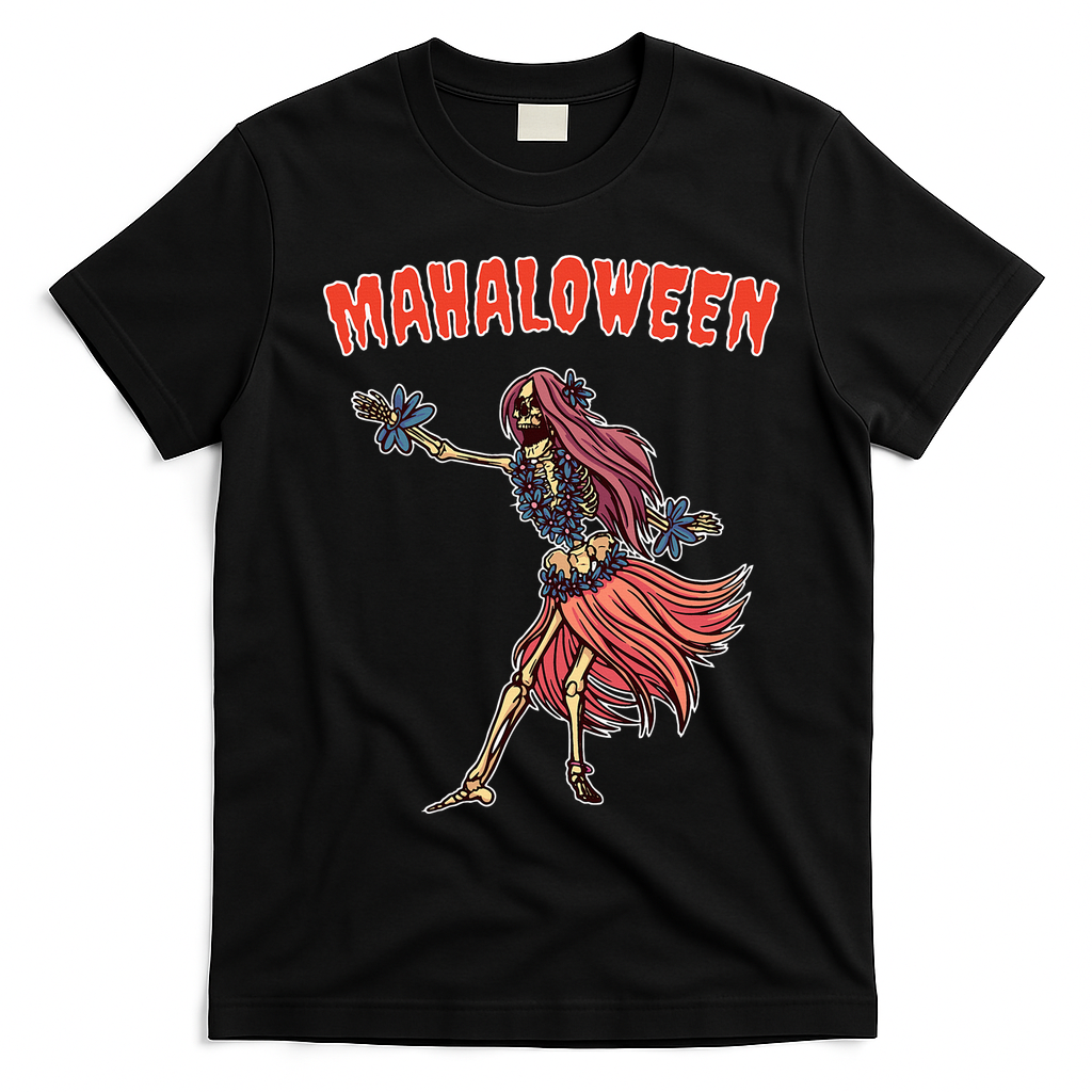 Tropical Halloween Party Mahaloween Hula T-Shirt - Black