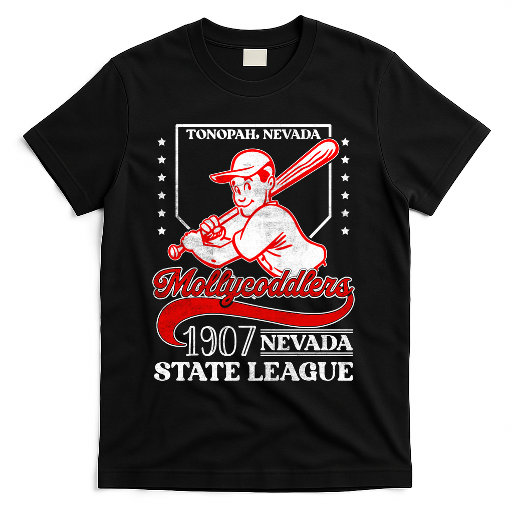 Tonopah Mollycoddlers Nevada Vintage Baseball Team T-Shirt - Black