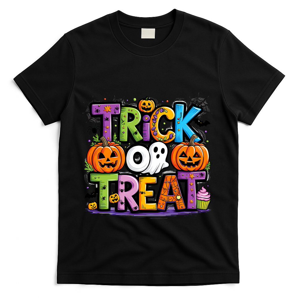 Trick Or Treat Halloween Cool Logo T-Shirt - Black