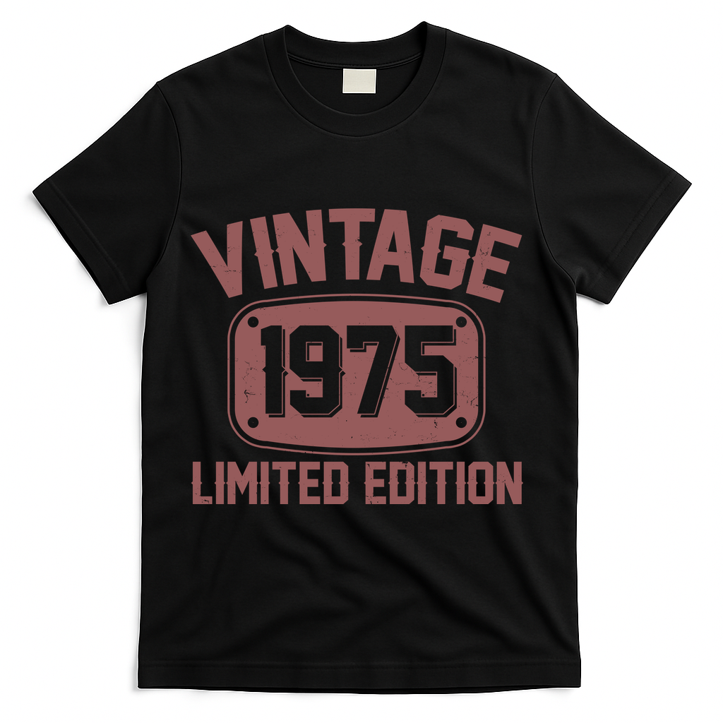 Vintage 1975 Limited Edition 50th Birthday T-Shirt - Black