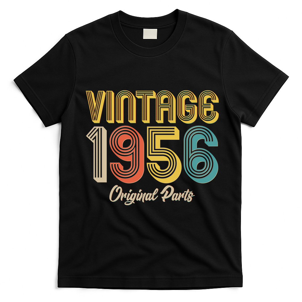 Vintage 1956 Original Parts Retro 70th Birthday T-Shirt - Black