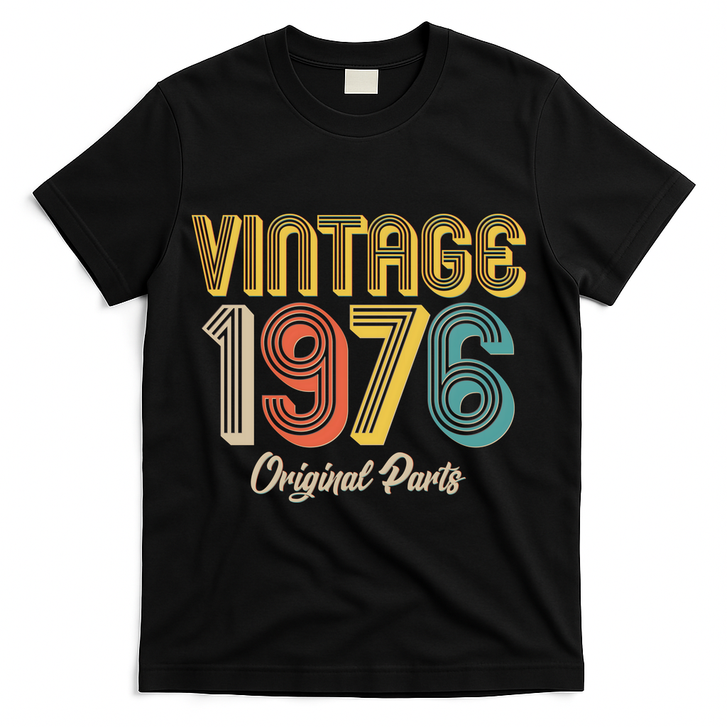 Vintage 1976 Original Parts Retro 50th Birthday T-Shirt - Black